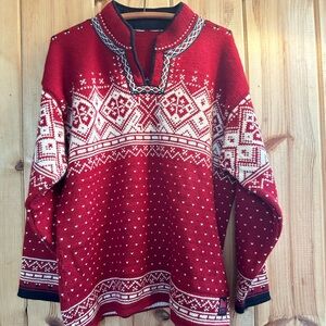 Dale of Norway 100% Wool, Red and White Christmas Sweater
